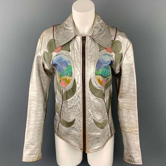 Vintage EAST WEST MUSICAL INSTRUMENTS Janti Silver Hand Painted Applique Jacket - Picture 5 of 14